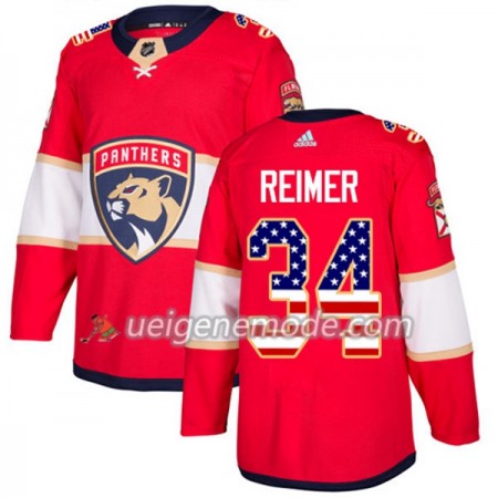 Herren Eishockey Florida Panthers Trikot James Reimer 34 Adidas 2017-2018 Rot USA Flag Fashion Authentic